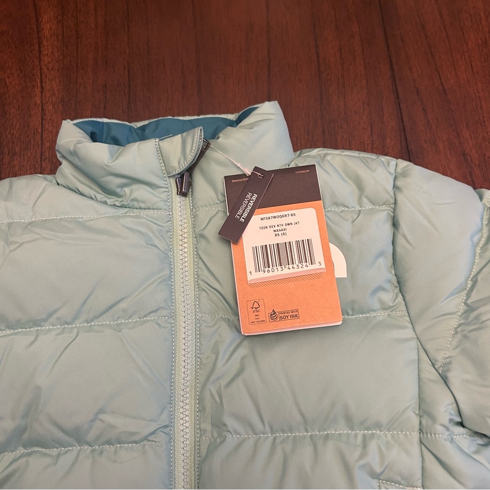 The North Face Teen Reversible North Down Jacket - Youth Wasabi X-Small (6) New - Picture 3 of 14